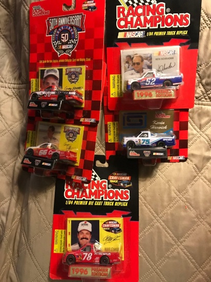 5- racing Champions 1/64 scale Nascar stock trucks Ken Schrader-Kevin Harvick - Mike Chase-Bryan