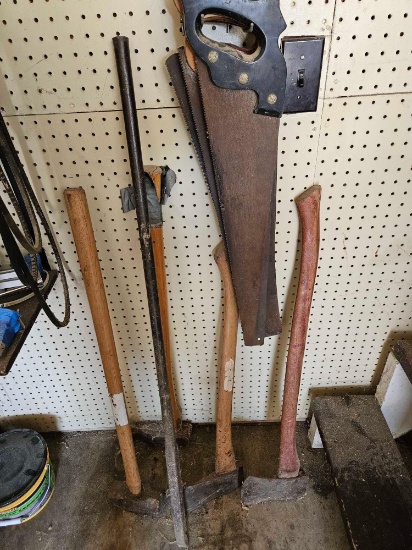 saws,axes,sledgehammer and maul