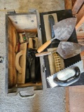 box of trowels and miscellaneous