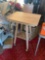 Wooden table on wheels