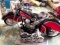 Indian and Harley motorcycle models in kitchen