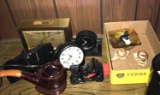Clocks/Avon bottle/ashtrays