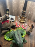 Lot of assorted knickknacks, swans, frogs, and more