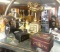 Shelf of music boxes and knickknacks