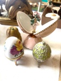 Egg shaped trinket boxes