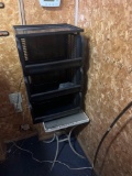 Patio end table and storage plastic shelf
