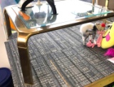Gold framed glass top table 38 in x 38 in ?-Table only