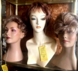 3- wigs with plastic heads