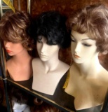 3- wigs with plastic heads