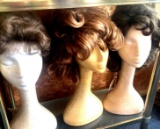 3- wigs with styrofoam heads