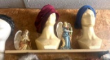 2-styrofoam, heads with hats and angel figurines