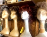 4- wigs with styrofoam heads
