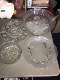 Crystal glass punch bowl set/plates/bowl