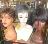 3- wigs with plastic heads