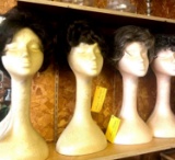 4- wigs with styrofoam heads