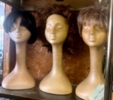 3- wigs with styrofoam heads