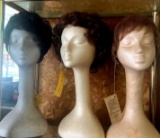 3- wigs with styrofoam heads