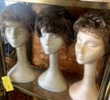 3- wigs with styrofoam heads