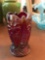 Red carnival glass vase