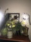 Lamp-candle-artificial flowers-picture-laundry room