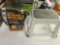 Step stool and partial bag of grass seed G1.