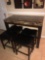 brown /black swirl top-Table with 4- stools 47 inch across x 24 inch 3ft high-apartment