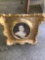 2- gold framed pictures 13 in x 16 in -garage fd