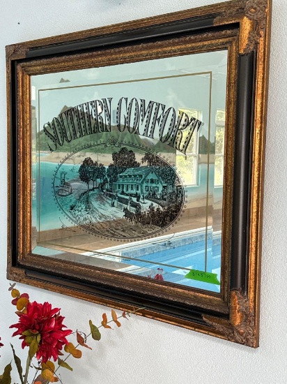31x37 in Southern Comfort framed mirror - pool room