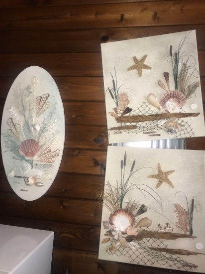 3- shell pictures 18 inch x 20 in & 14 inch x 28 in -pool room
