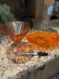 2 carnival  glass dishes