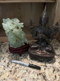 metal marble oriental figure and glass grapes