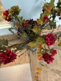 11 in glass vase with artificial flowers in pool room