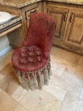 Bathroom vanity chair and framed picture