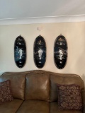 3 mother of pearl Oriental wall decor - living room