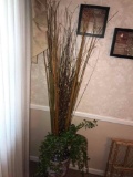 Oriential vase with artificial flowers 25 in tall