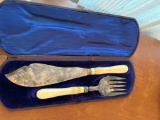 Antique English Sterling 2 Pcs Serving Fish Set 1892 Bond Handles