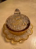 8 in Vintage MCM Amber Candy Dish Bowl