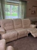 cream leather sofa recliner -living room