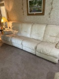 large cream leather recliner sofa living roon