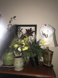 Lamp-candle-artificial flowers-picture-laundry room