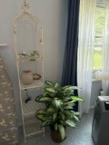 metal plant shelf with contents - C bedroom