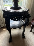 Antique Chinese Carved wood stand with marble insert-upstairs landing