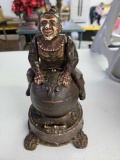 Antique J & E Stevens Clown on Globe Cast Iron Mechanical Bank 1890's g1