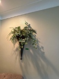 2 marching hanging wall baskets with artificial greenery - master bedroom