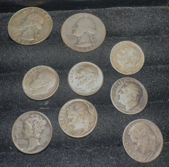 7- silver dimes & 2- silver quarters
