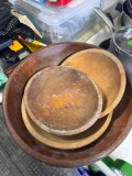 4  VINTAGE wooden bowls MARQUETTE