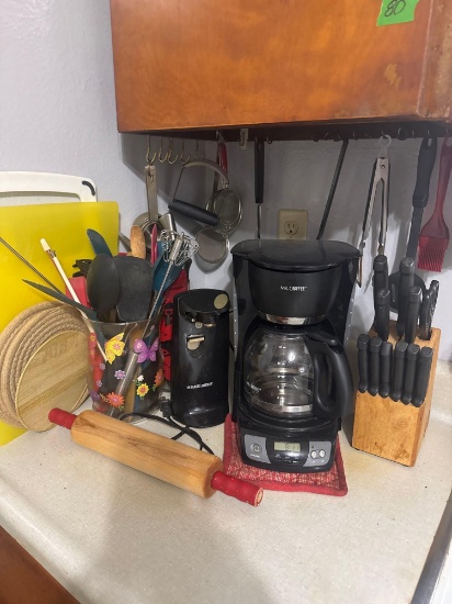Coffee pot knives can opener and more