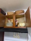 Contents of Kitchen Cabinets Baskets plates and more