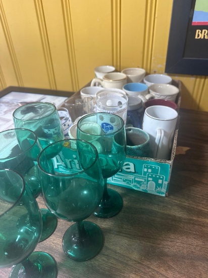assorted glasses & coffee cups