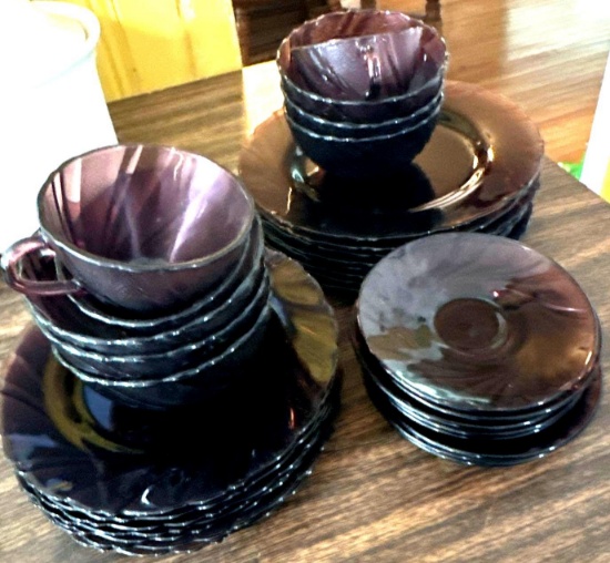 33- pcs Amythest dishes